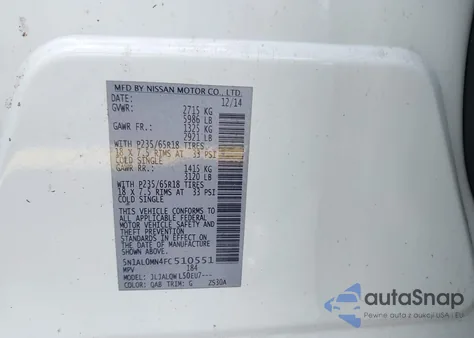 2015 Infiniti Qx60 from USA, damaged, VIN 5N1AL0MN4FC510551